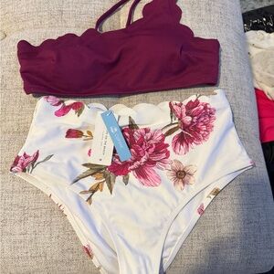 Cupshe Pink Floral Bikini Set